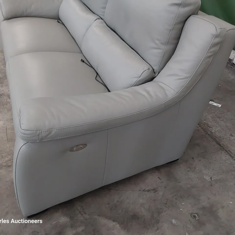 QUALITY ITALIAN DESIGNER DEGANO POWER RECLINING THREE SEATER SOFA GREY LEATHER 