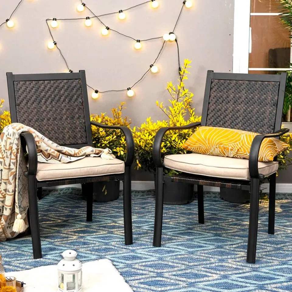 BOXED LEIGH PATIO DINING ARMCHAIR WITH CUSHION (1 BOX)