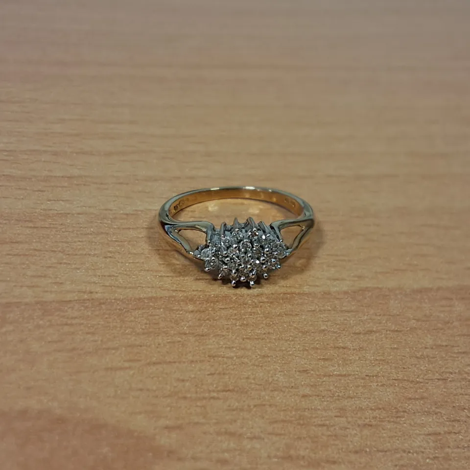 9CT GOLD CLUSTER DRESS RING SET WITH NATURAL DIAMONDS