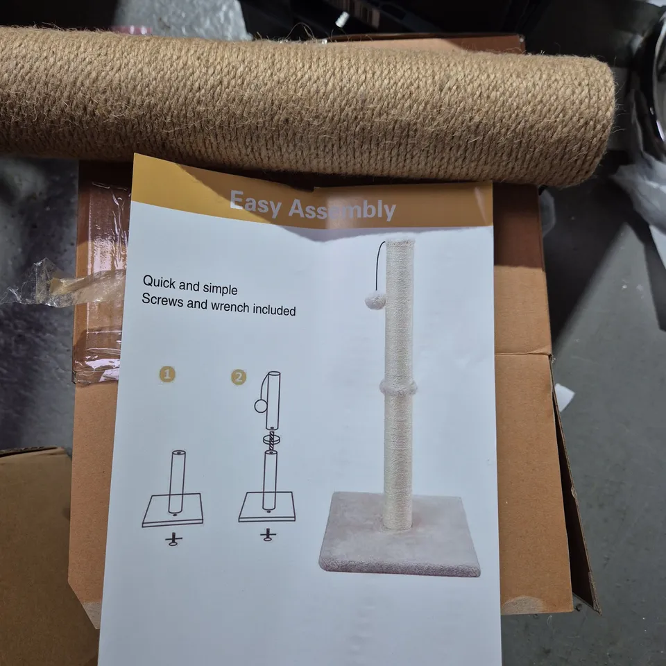 CAT SCRATCHING POST AND BASE – EASY ASSEMBLY KIT (SISAL POST, CARPETED SECTIONS)
