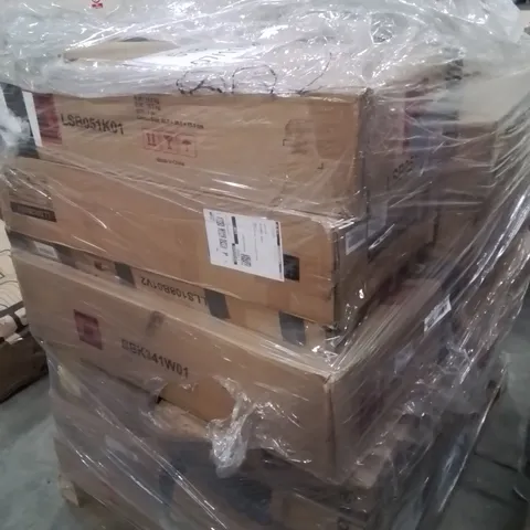 PALLET CONTAINING VARIOUS ASSORTED BOXED ITEMS TO INCLUDE: OFFICE CHAIR, BOOKCASE, OFFICE CHAIR, CORNER SHELVING BRACKETS ECT.