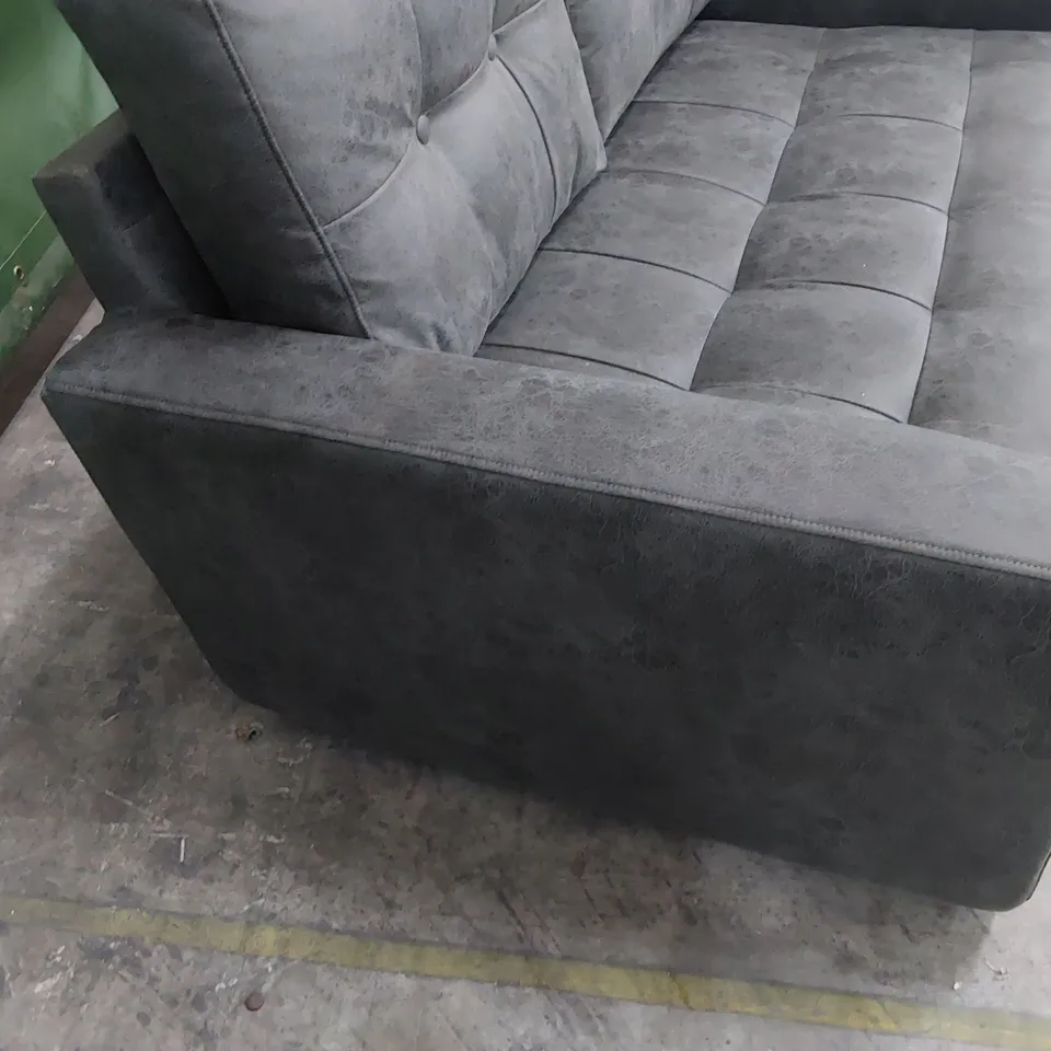 DESIGNER TWO SEATER SOFA GREY FAUX LEATHER 