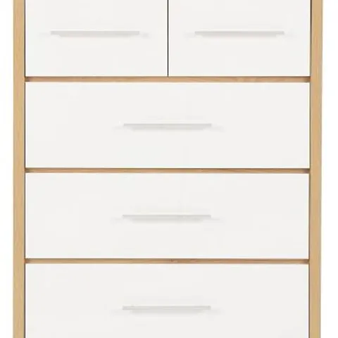 BOXED SEVILLE 3+2 DRAWER CHEST OAK AND WHITE (2 BOXES)