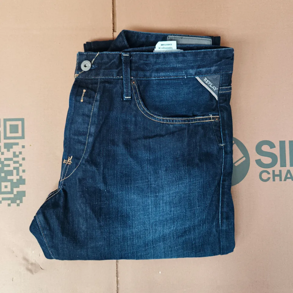 REPLAY DENIM JEANS IN DARK BLUE SIZE 38/32