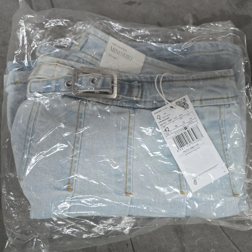 BAGGED MANGO JEANS COLLECTION MINI SKIRT IN BLUE SIZE UK 14