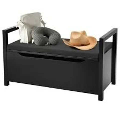 BOXED COSTWAY 2 IN 1 WOODEN SHOE CHANGING BENCH WITH STORAGE SPACE - BLACK