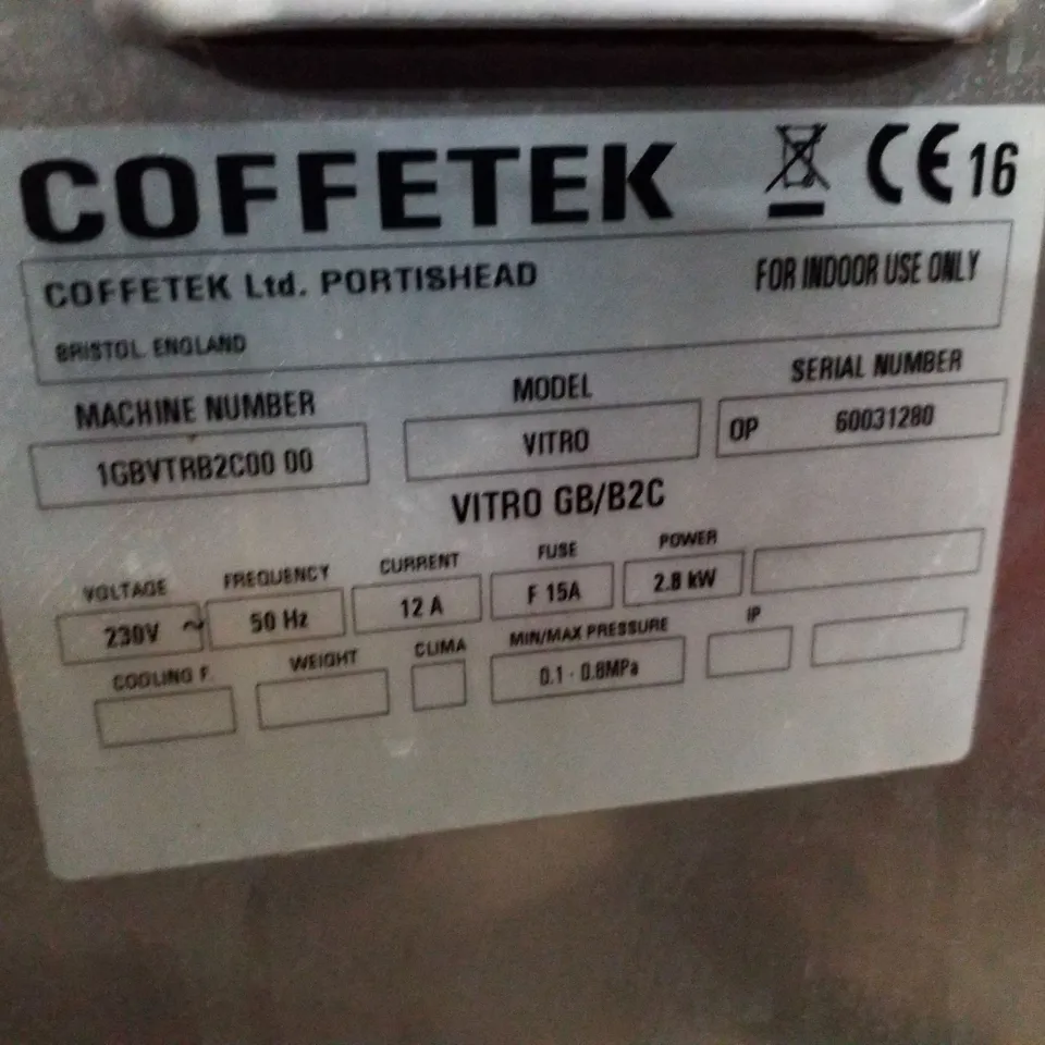 COFFETEK VITRO GB/B2C ESPRESSO MACHINE 