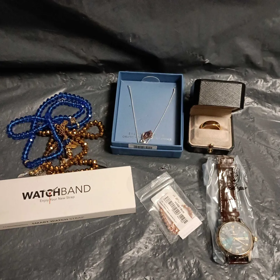 APPROXIMATELY 20 ASSORTED JEWELLERY PRODUCTS TO INCLUDE EARRINGS, WATCH, BRACELETS ETC 