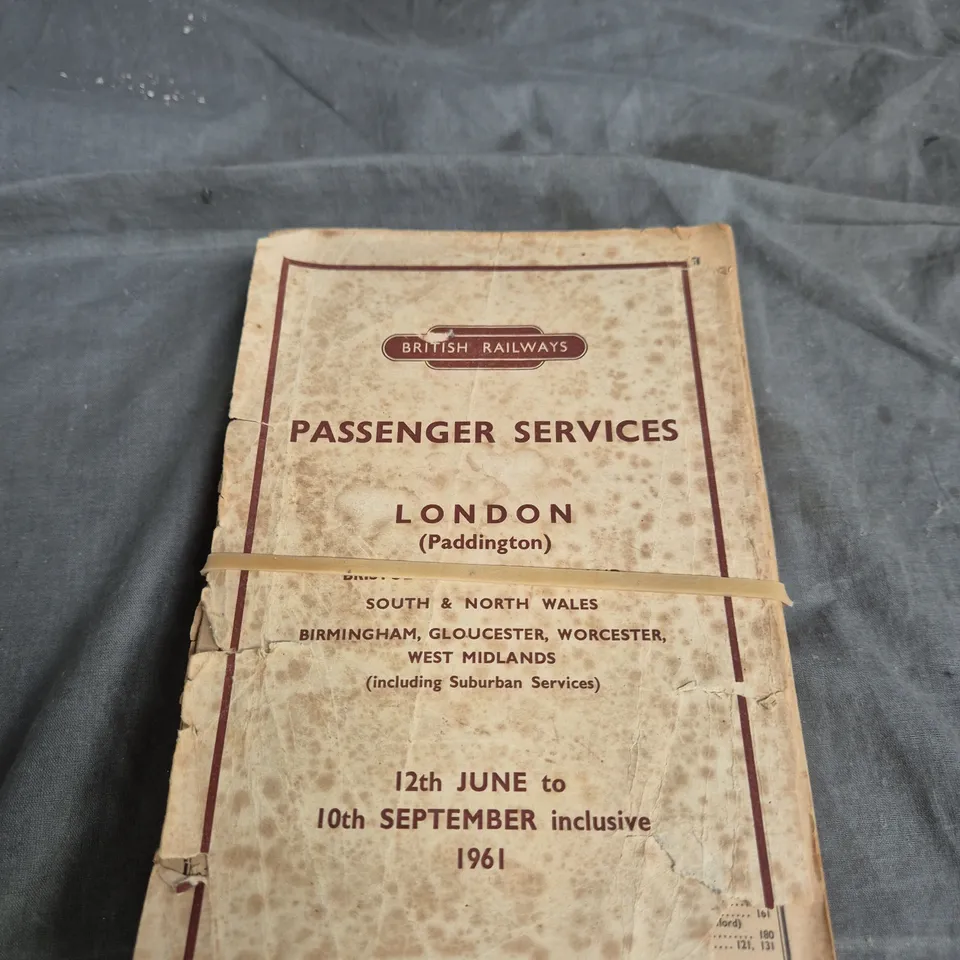 BRITISH RAILWAYS PASSENGER SERVICES TIMETABLE – LONDON (PADDINGTON), 1961 (12 JUNE–10 SEPTEMBER)