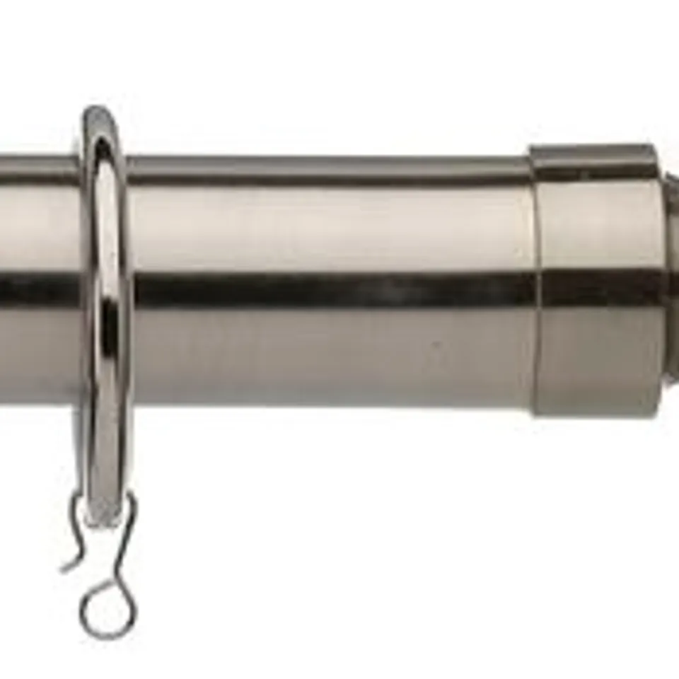 BRAND NEW BOXED SET OF 2 CURTAIN POLES, UNIVERSAL 25/28mm FACETED BALL POLE 120-200cm IN SATIN STEEL - UN2528120FACB SS (1 BOX)