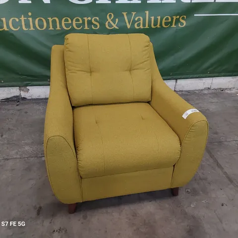 QUALITY BRITISH DESIGNER G PLAN EDWARD ARMCHAIR BOBBLE MUSTARD FABRIC
