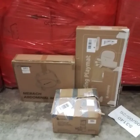 PALLET OF ASSORTED HOUSEHOLD GOODS AND PRODUCTS TO INCLUDE;ABDOMINAL MACHINE,SLOW JUICER,PLAYMAT 