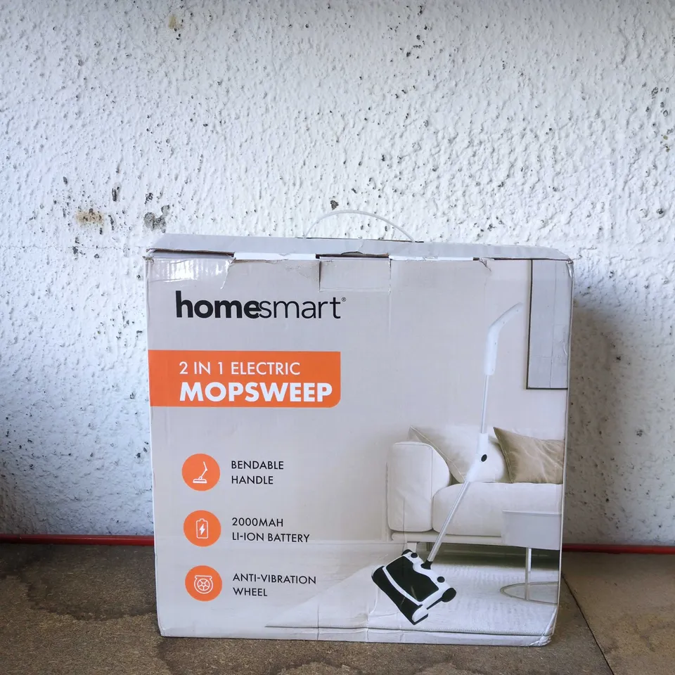 BOXED HOMESMART 2-IN-1 ELECTRIC MOPSWEEP WITH BENDABLE HANDLE – 2000MAH LI-ION BATTERY