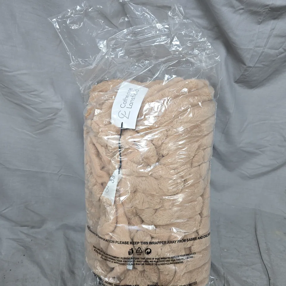 CATHERINE LANSFIELD BEIGE PLUSH THROW