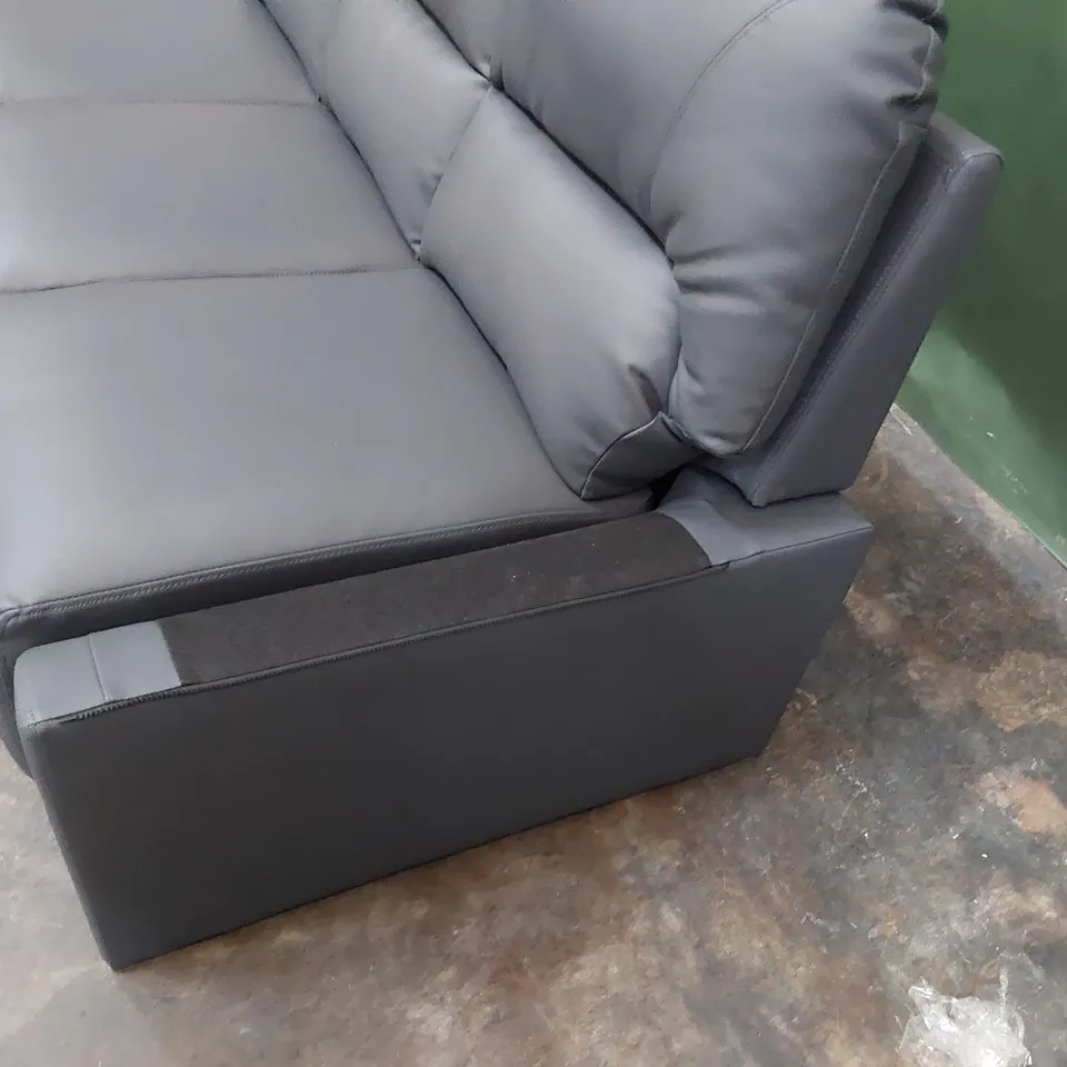DESIGNER THREE SEATER SOFA GREY LEATHER 