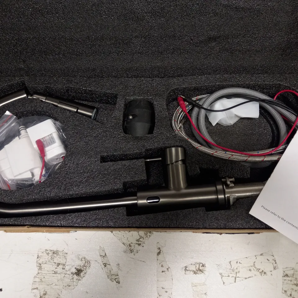 BOXED INFRARED SENSING KITCHEN FAUCET - GUN METAL