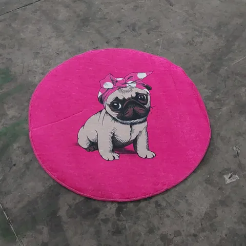 CHILAI HOME ROUND PUG THEMED BATHROOM MAT - PINK // SIZE: 100cm