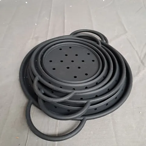 COOK'S ESSENTIALS SET OF 3 FOLDABLE SILICONE COLANDERS