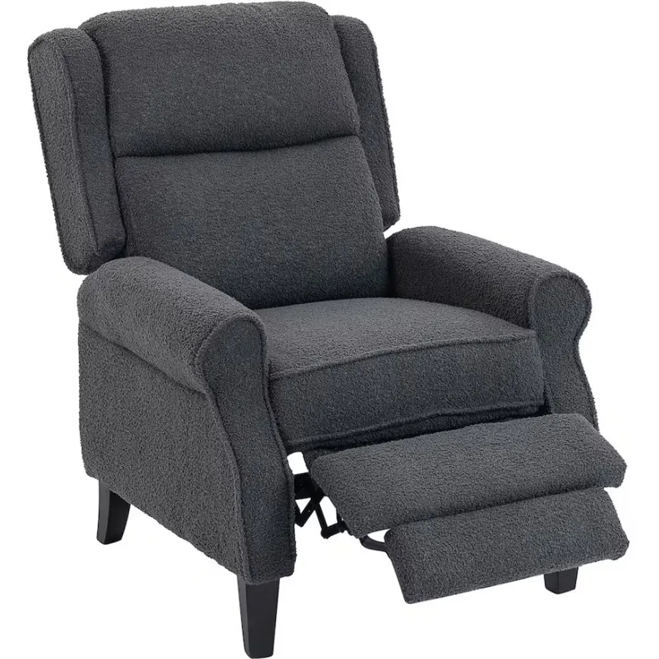 BOXED HOMCOM RECLINER ARMCHAIR, FABRIC RECLINER CHAIR, CHARCOAL GREY (1 BOX)
