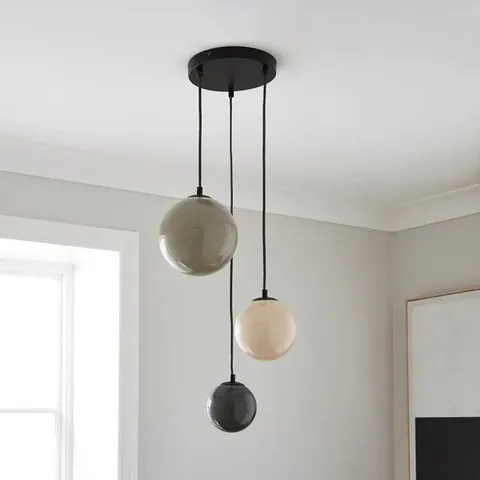 BOXED ELI RIBBED 3 LIGHT ADJUSTABLE CLUSTER CEILING LIGHT - MULTI 