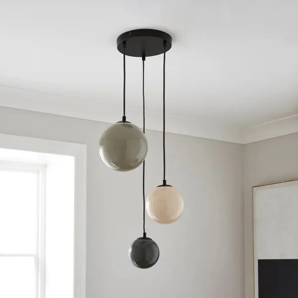 BOXED ELI RIBBED 3 LIGHT ADJUSTABLE CLUSTER CEILING LIGHT - MULTI 