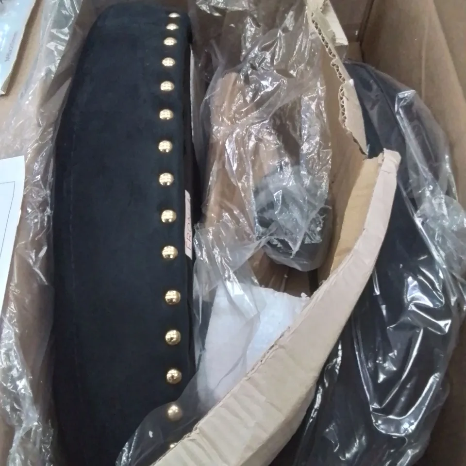 BOXED QUALITY VELVET UPHOLSTERED BUTTON TRIM BLACK OFFICE CHAIR