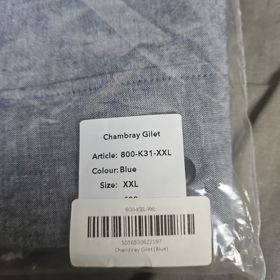 FORM&THREAD CHAMBRAY GILET – BLUE, XXL