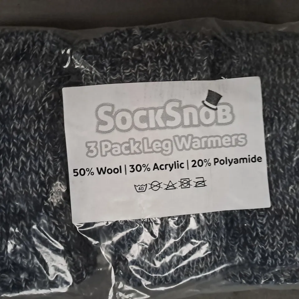 BOX OF APPROXIMATELY 10 ASSORTED SOCK SNOB 3-PACK LEG WARMERS IN ANTHRACITE - COLLECTION ONLY