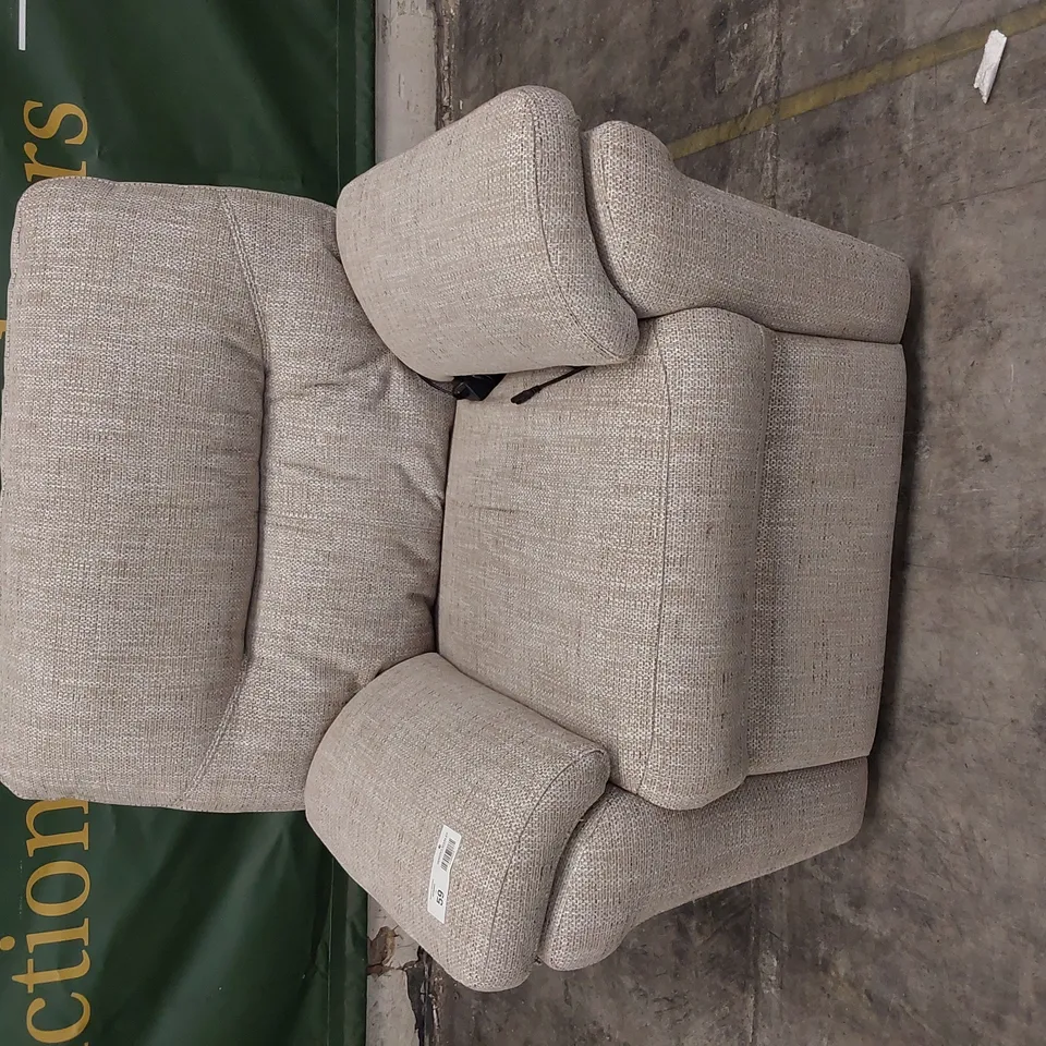QUALITY BRITISH DESIGNER G PLAN SEATTLE POWER RECLINING EASY CHAIR SEA STONE FABRIC 