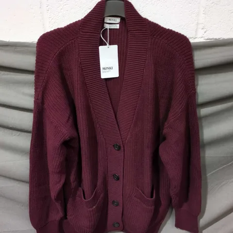 MONKI BURGUNDY KNIT CARDIGAN – WOMEN'S, UK SIZE S