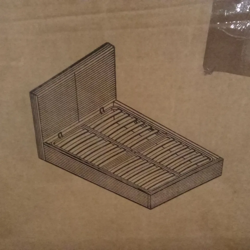 BOXED OTTOMAN BED FRAME, 4'6" - BEIGE (2 BOXES)