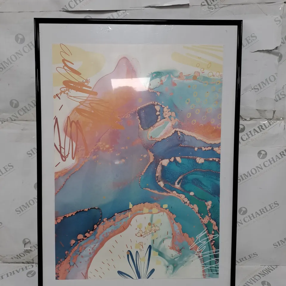 DECORATIVE WALL POSTER IN GLASS FRAME - COLLECTION ONLY 