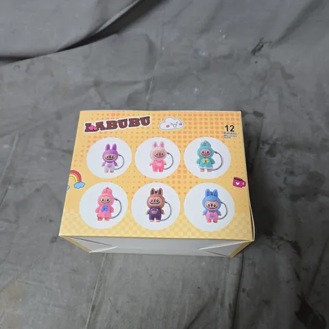 BOX OF APPROXIMATELY 12 ASSORTED RANDOM LABUBU KEY RINGS