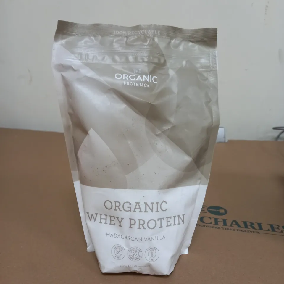 THE ORGANIC PROTEIN CO WHEY PROTEIN POWDER MADAGASCAN VANILLA 400G