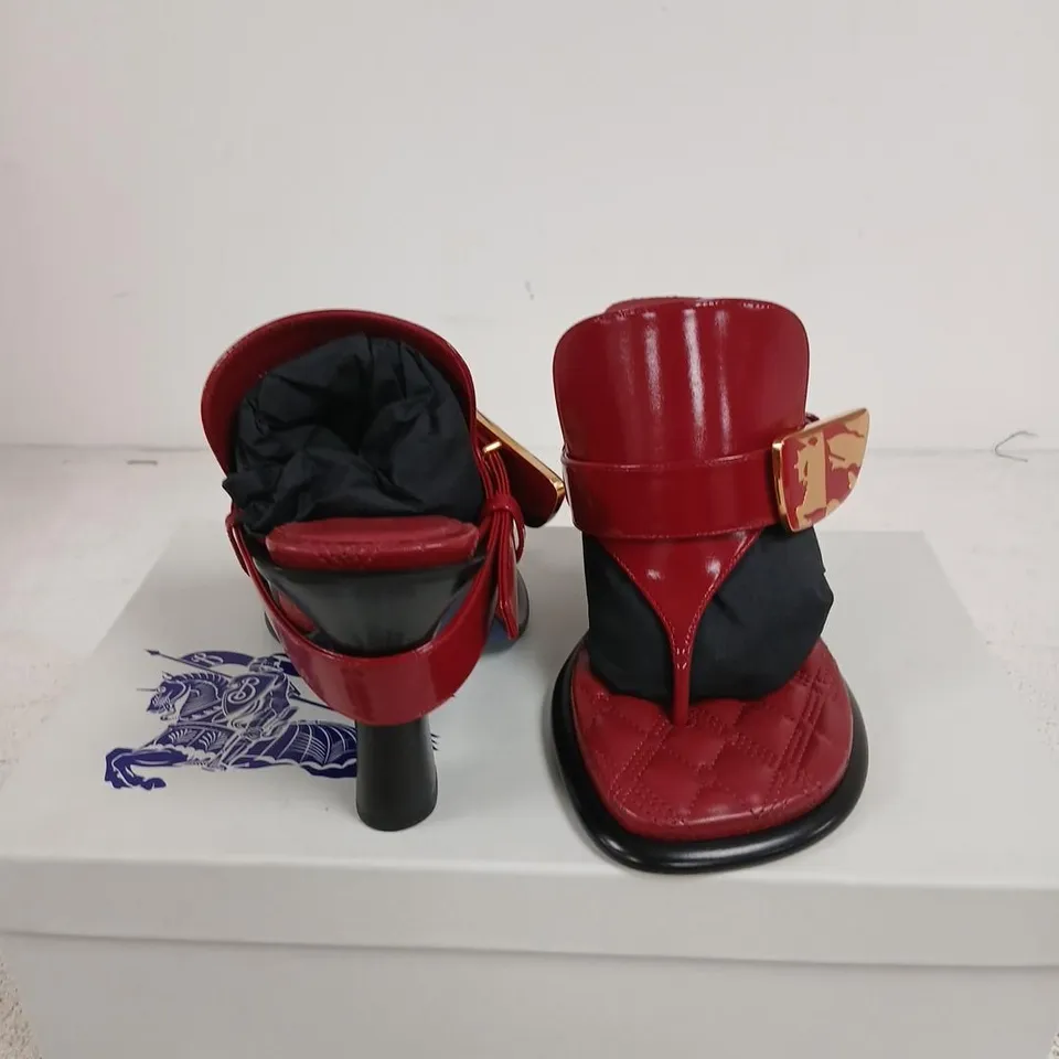 BURBERRY LEATHER SANDALS – RED SCARLETT, WOMEN'S, EU 36 / UK 3, LEATHER SOLE
