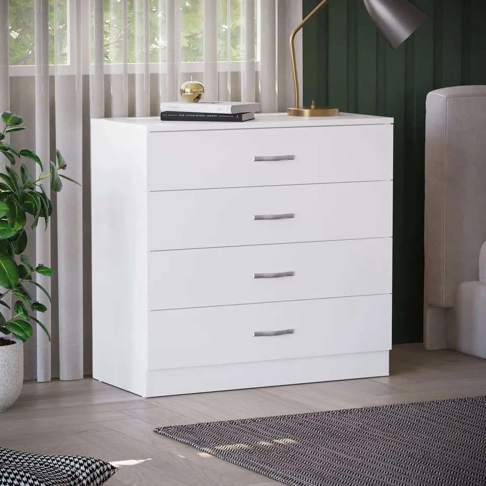 BOXED MAYBERY 4 DRAWER CHEST - WHITE (1 BOX)