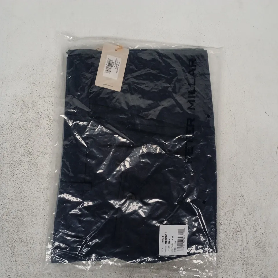 BAGGED PETER MILLAR SALEM PERFORMANCE SHORTS IN NAVY SIZE 34
