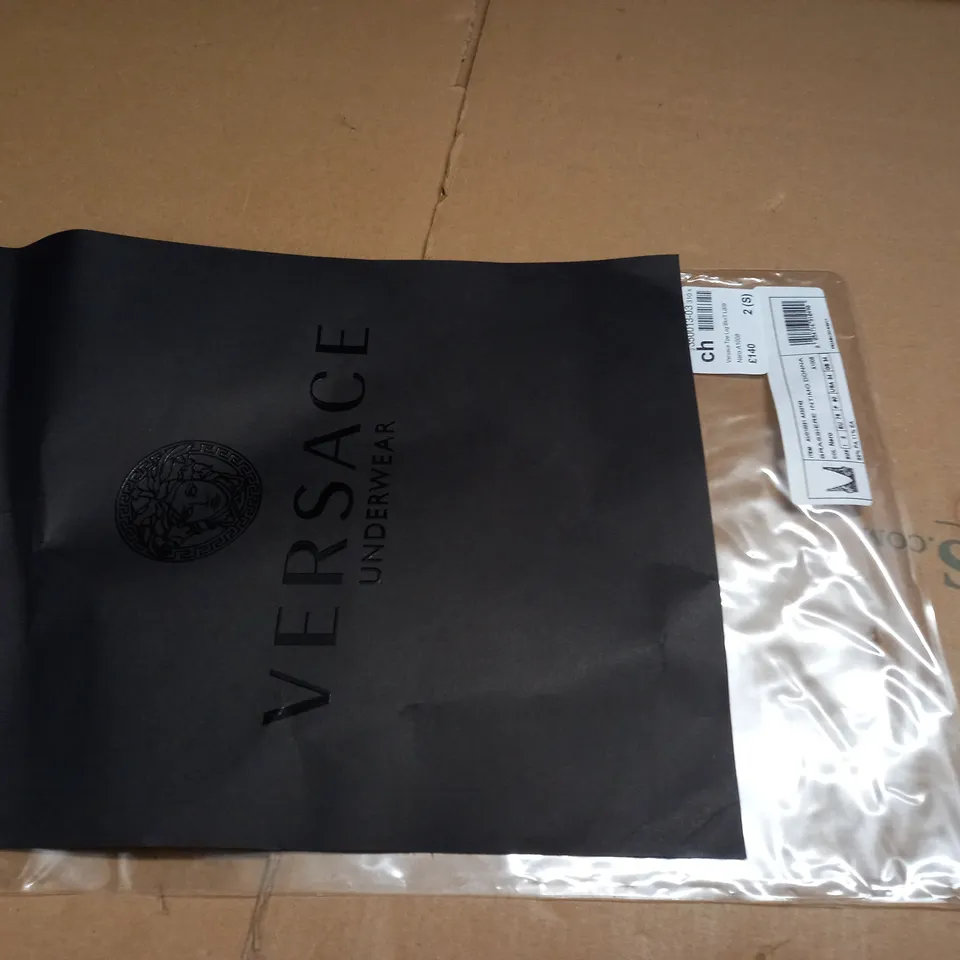 VERSACE TAPE LOG BIKINI TOP IN BLACK - 2 (S)