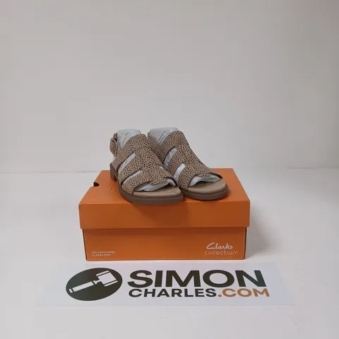 CLARKS TRIVANNI FISHERMAN LEATHER SANDAL - CHEETAH PRINT - UK SIZE 5