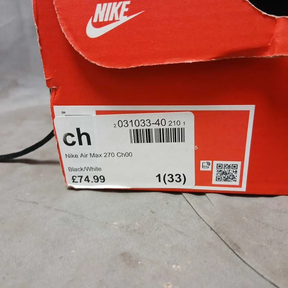 NIKE AIR MAX 270 CHILD'S SHOES BLACK/WHITE UK 1 (EU 33)
