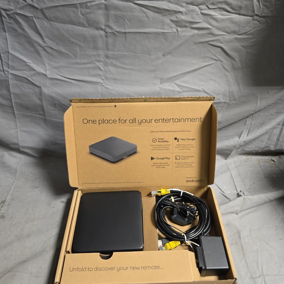 GOOGLE TV STREAMING BOX – BLACK, WITH REMOTE AND CABLES (BOXED)