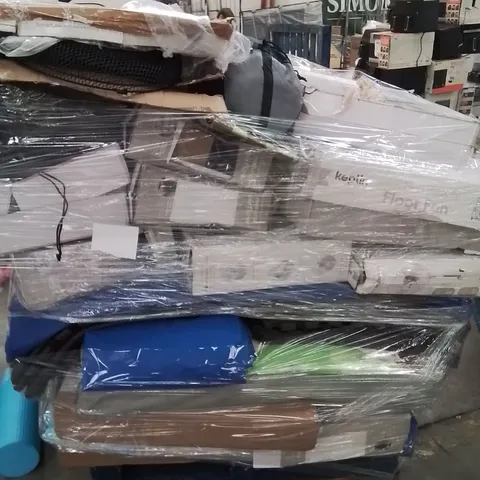 PALLET CONTAINING VARIOUS ELECTRICAL ITEMS AND HOUSEHOLD PRODUCTS TO INCLUDE;FAN,CAMPING CHAIR,YOGA MAT