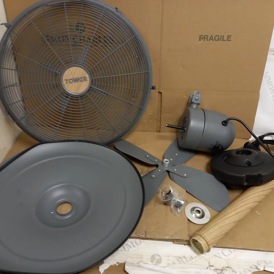 TOWER SCANDI METAL PEDESTAL FAN GREY 