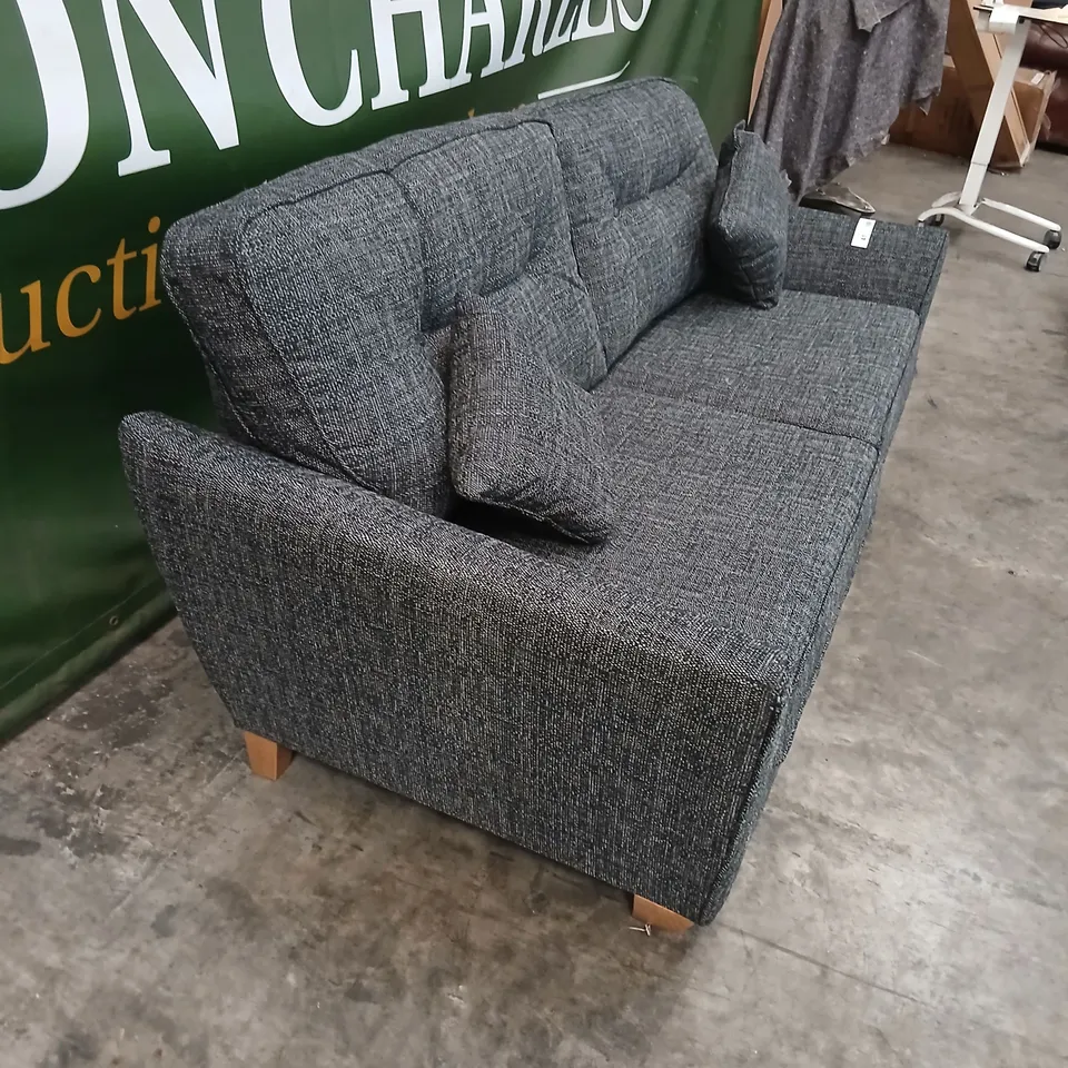 GREY FABRIC TWO-SEAT SOFA WITH CUSHIONS