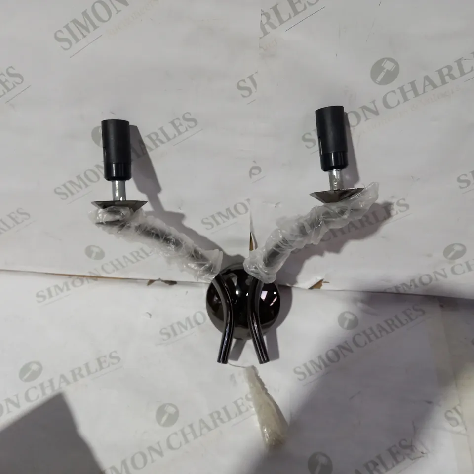 BOXED DESIGNER DARK CHROME EFFECT 2 LT WALL LIGHT