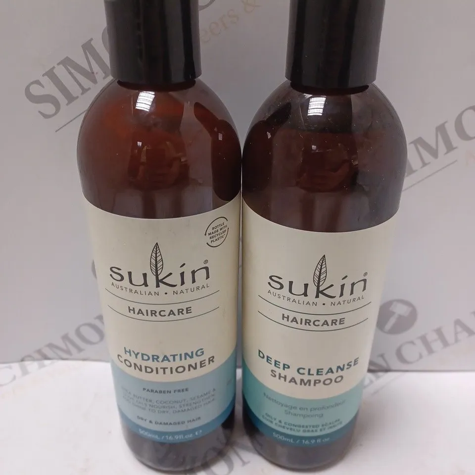 SET OF SUKIN HAIRCARE DEEP CLEANSE SHAMPOO AND HYDRATING CONDITIONER 500ML EACH