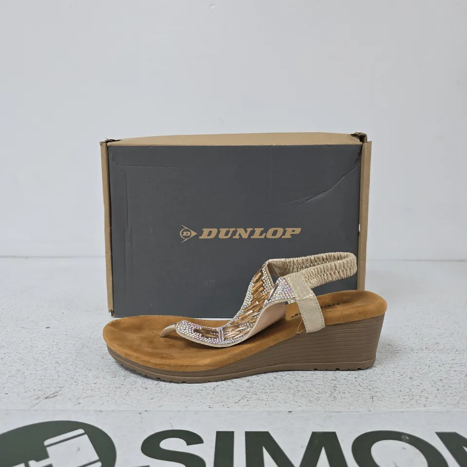 DUNLOP ABIGAIL DLP168 LIGHT GOLD WEDGE SANDALS – UK 6