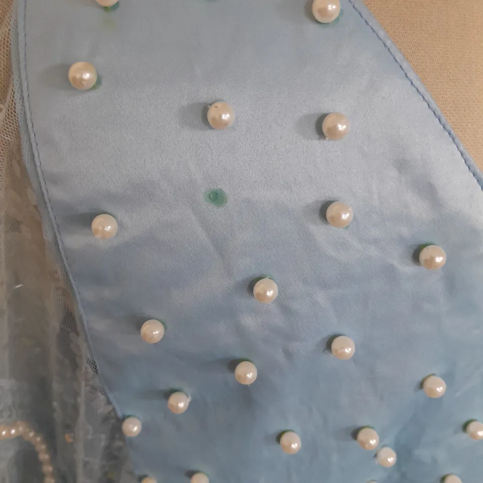 TWO-PIECE BEADED EMBROIDERED SEQUIN DRESS IN SKY BLUE