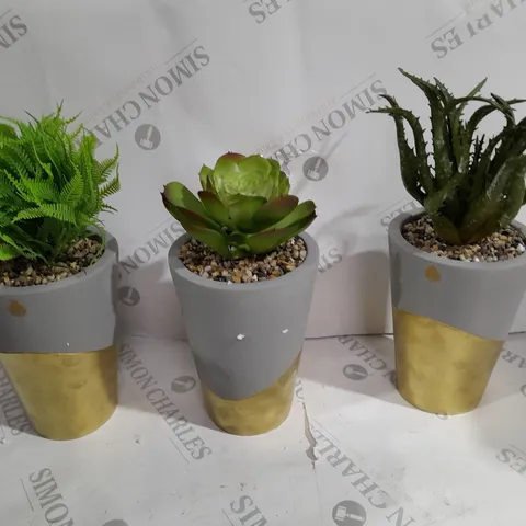 3 X BOXED SET OF FAUX PLANT POT DECORATIONS 