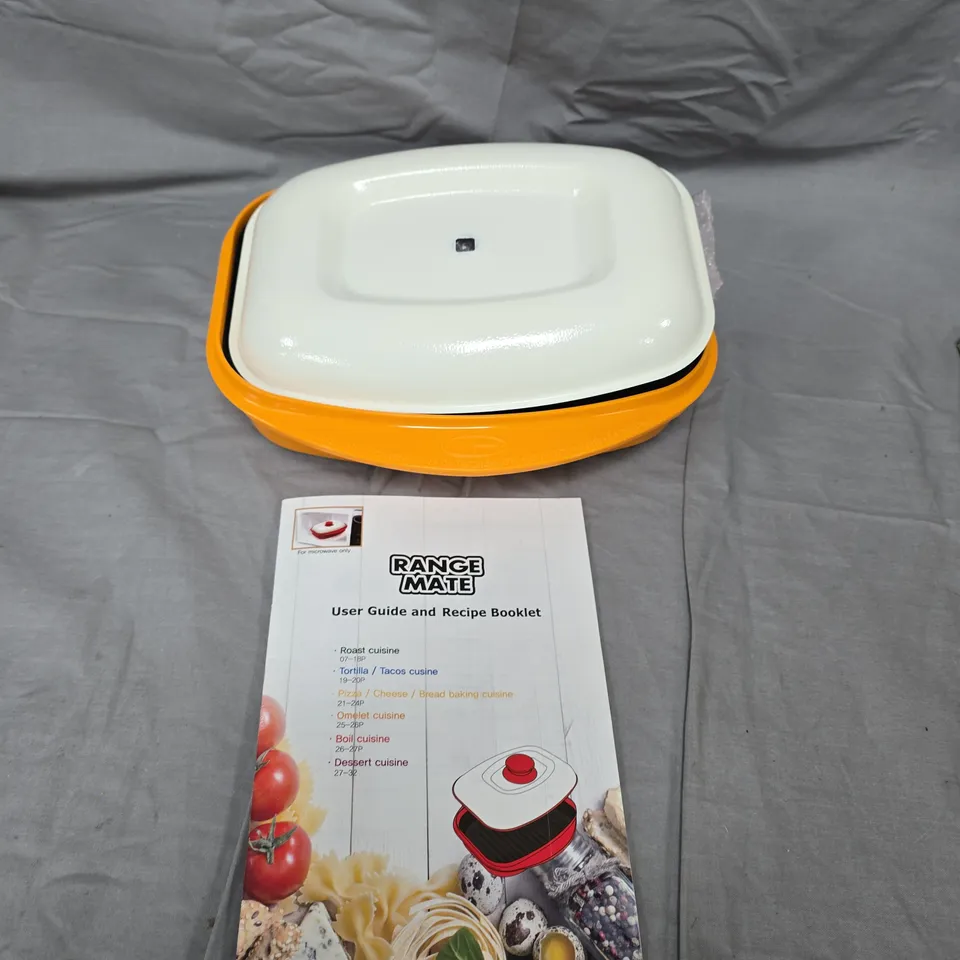 RANGE MATE COMPACT MICROWAVE COOKER – ORANGE BASE, WHITE LID (WITH USER GUIDE)